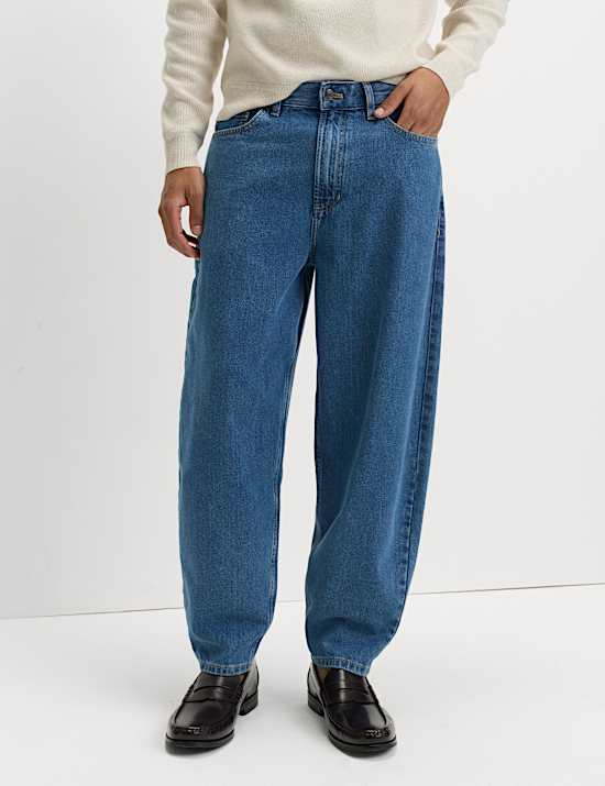 Barrel Fit Pure Cotton Rigid Jeans
