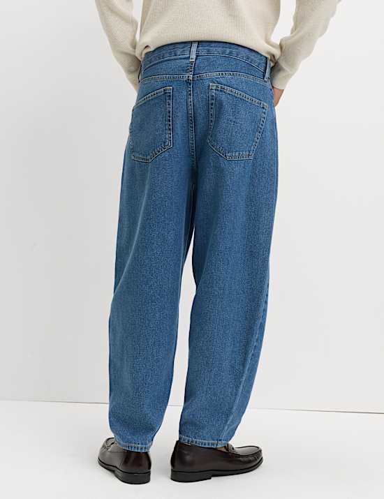 Barrel Fit Pure Cotton Rigid Jeans