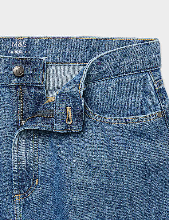 Barrel Fit Pure Cotton Rigid Jeans