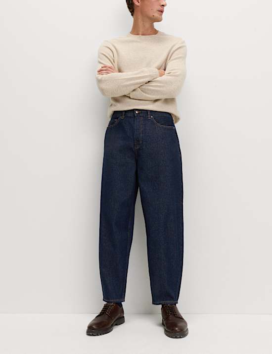 Barrel Fit Pure Cotton Rigid Jeans