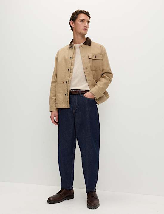 Barrel Fit Pure Cotton Rigid Jeans