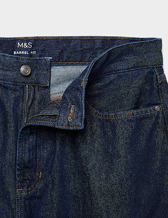 Barrel Fit Pure Cotton Rigid Jeans