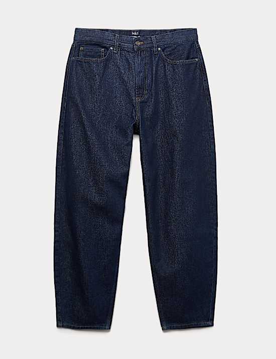 Barrel Fit Pure Cotton Rigid Jeans