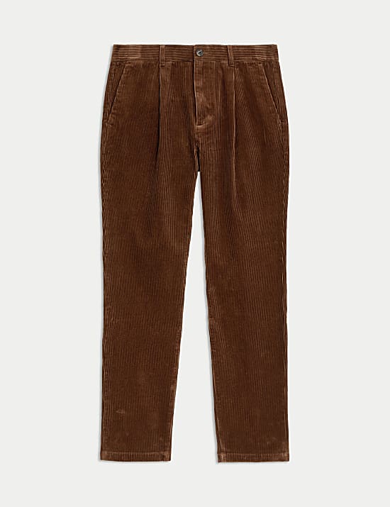 Regular Fit Luxury Corduroy Pleated Chinos