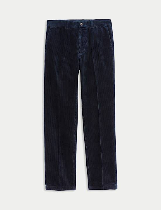 Katoenrijke, luxe corduroy chino met normale pasvorm