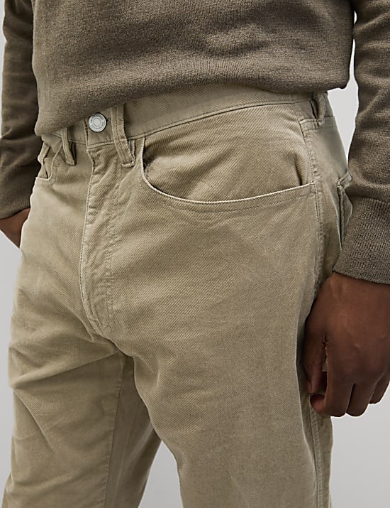 Παντελόνι με διαγώνιο κοτλέ με στενή εφαρμογή και 5 τσέπες