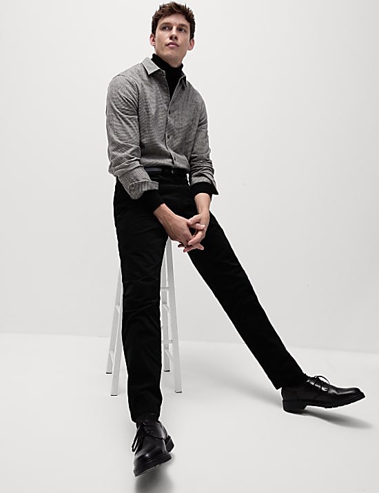 Παντελόνι με διαγώνιο κοτλέ με στενή εφαρμογή και 5 τσέπες