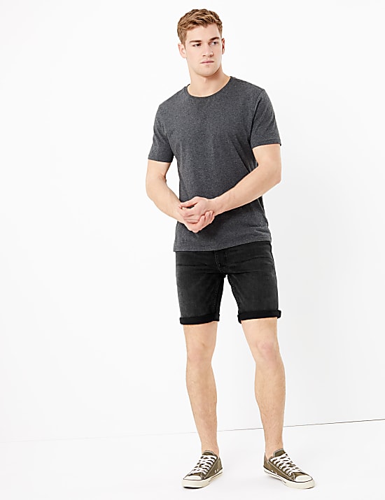 Slim Fit Organic Cotton Stretch Denim Shorts
