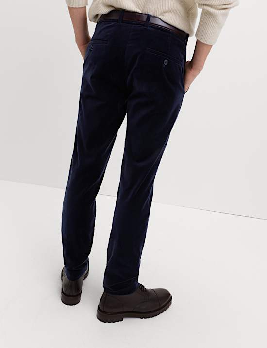 Slim Fit Velvet Stretch Trousers