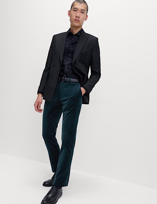 Pantalon coupe slim en velours extensible