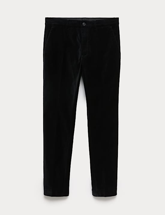 Slim Fit Velvet Stretch Trousers
