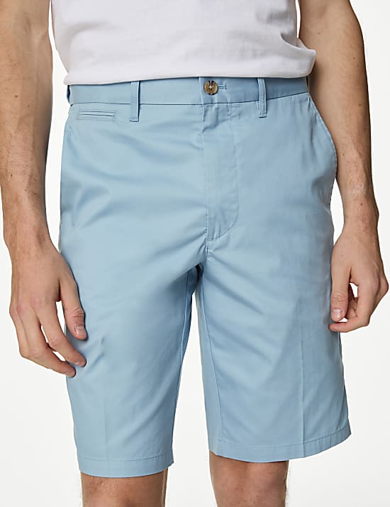 Cotton Mix Plain Regular Fit Chino Shorts