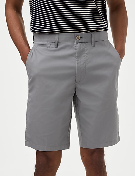 Cotton Mix Plain Regular Fit Chino Shorts