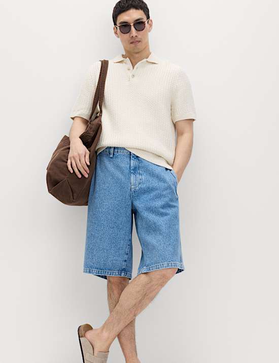 Regular Fit Pure Cotton Denim Shorts