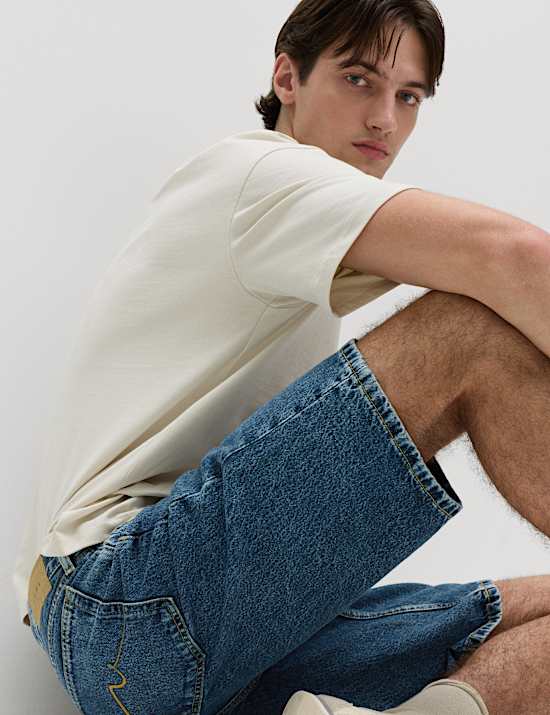 Straight Leg Rigid Denim Shorts