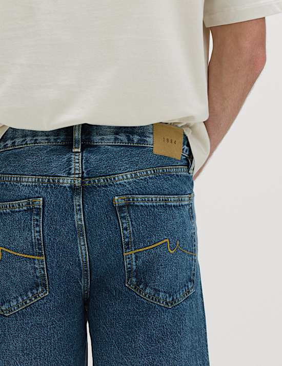 Straight Leg Rigid Denim Shorts