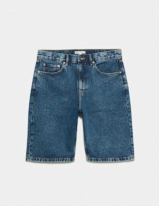 Straight Leg Rigid Denim Shorts