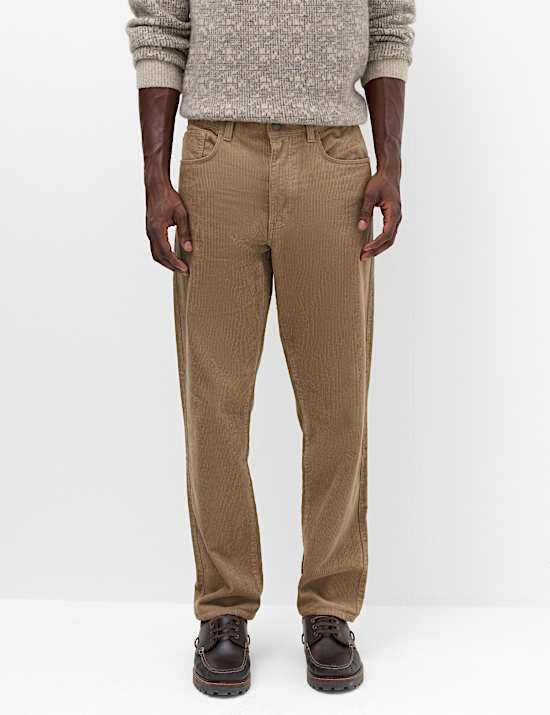 Straight Fit Pure Cotton Corduroy 5 Pocket Trousers