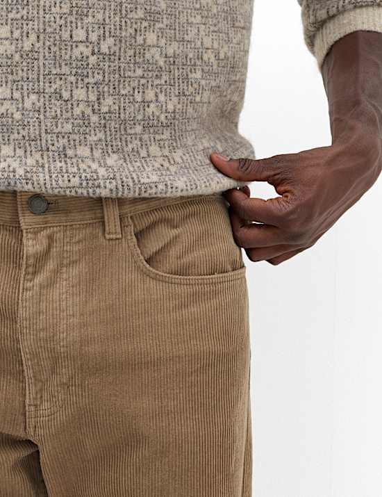 Straight Fit Pure Cotton Corduroy 5 Pocket Trousers