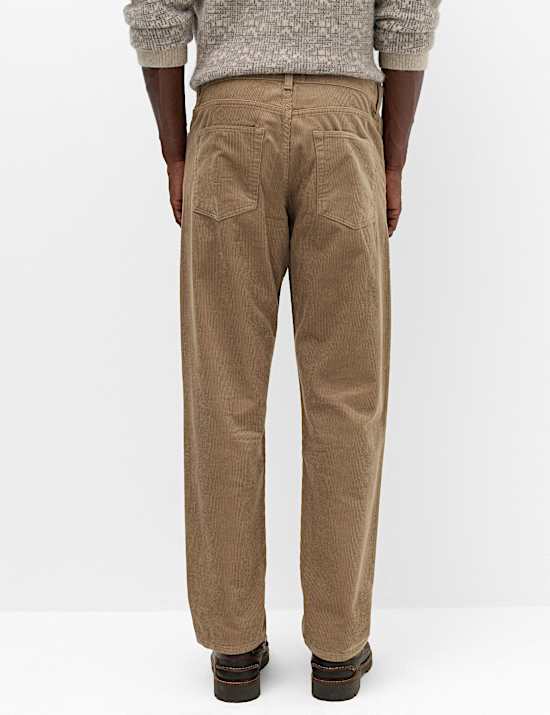 Straight Fit Pure Cotton Corduroy 5 Pocket Trousers