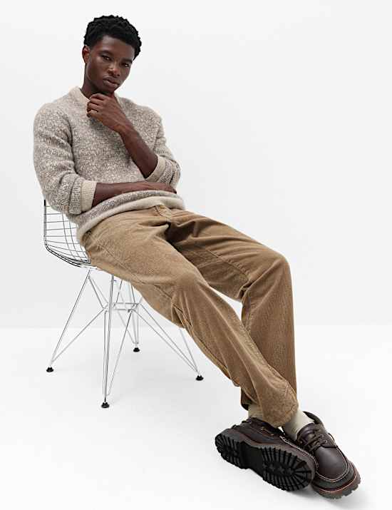 Straight Fit Pure Cotton Corduroy 5 Pocket Trousers