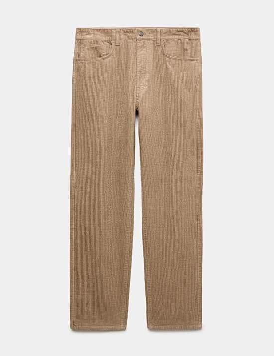 Straight Fit Pure Cotton Corduroy 5 Pocket Trousers
