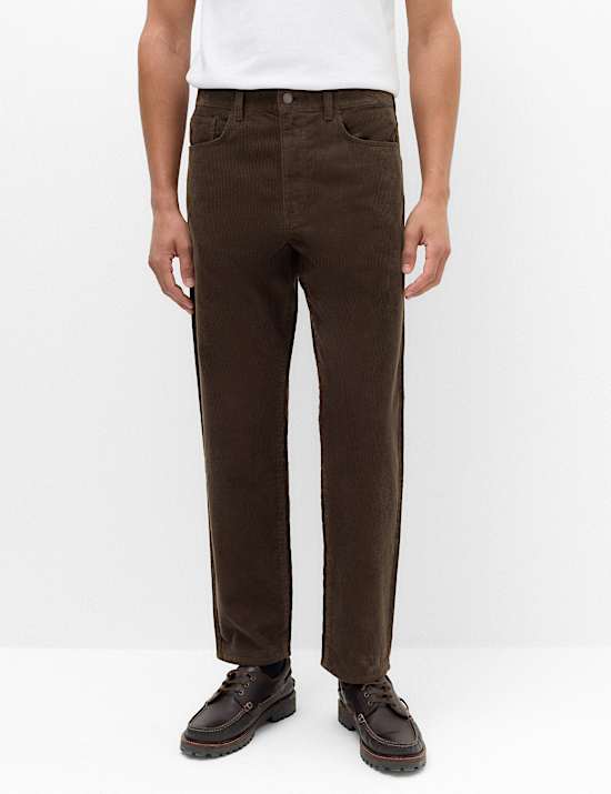 Straight Fit Pure Cotton Corduroy 5 Pocket Trousers