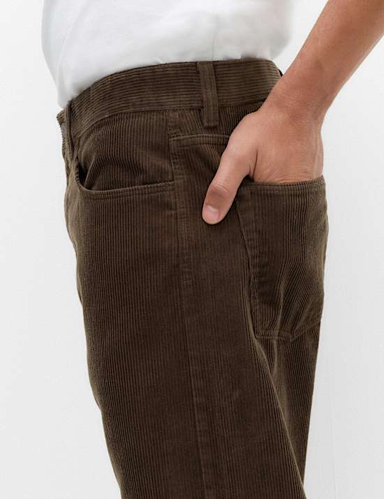Straight Fit Pure Cotton Corduroy 5 Pocket Trousers