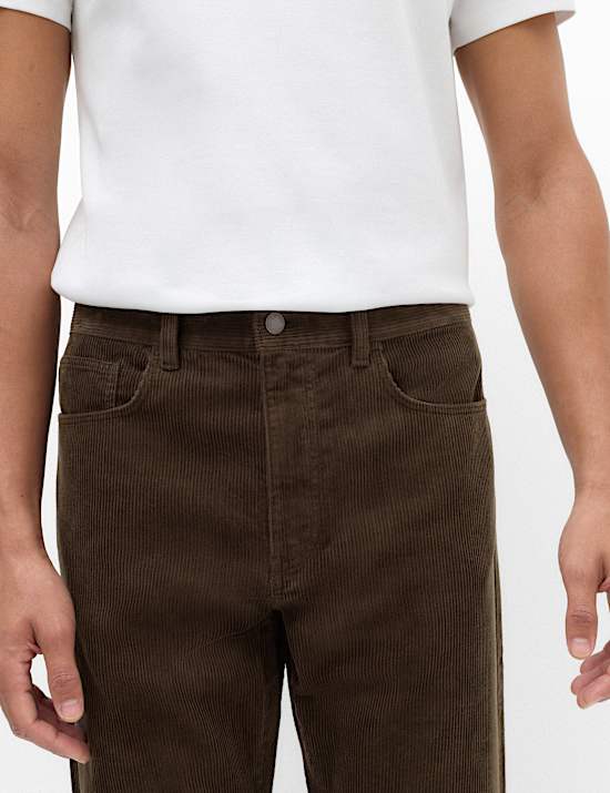 Straight Fit Pure Cotton Corduroy 5 Pocket Trousers