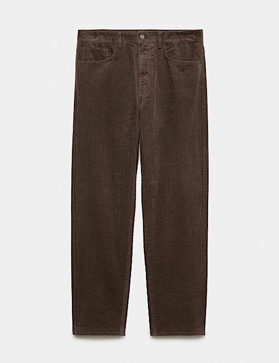Straight Fit Pure Cotton Corduroy 5 Pocket Trousers