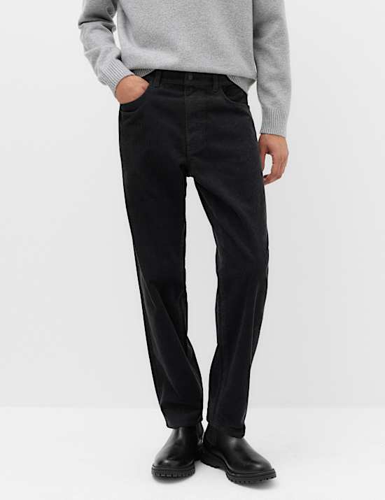 Straight Fit Pure Cotton Corduroy 5 Pocket Trousers