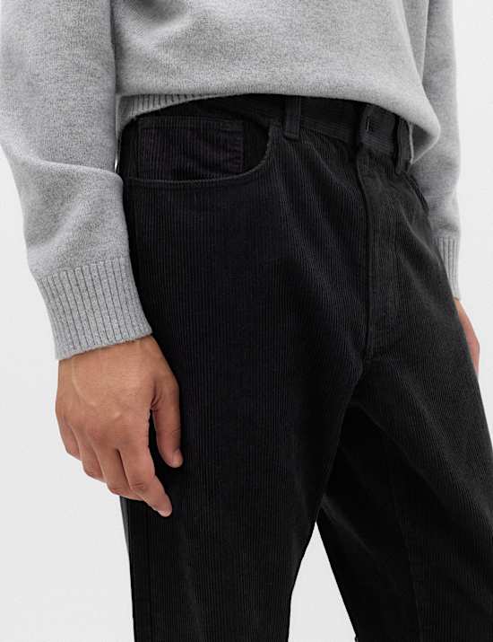Straight Fit Pure Cotton Corduroy 5 Pocket Trousers