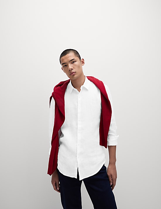 Πουκάμισο με στενή εφαρμογή από 100% λινό