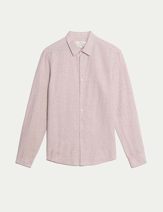 Cotton Linen Blend Puppytooth Shirt