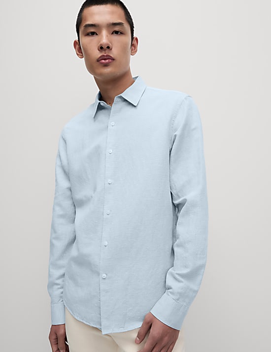 Cotton Linen Blend Puppytooth Shirt