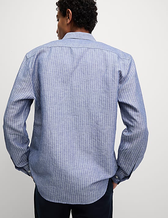 Cotton Linen Blend Striped Shirt