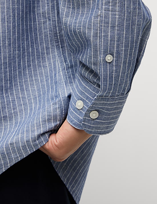 Cotton Linen Blend Striped Shirt