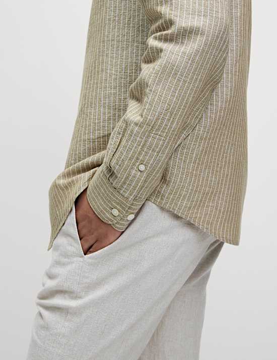 Hemd aus Baumwollleinenmischung mit Streifenmuster