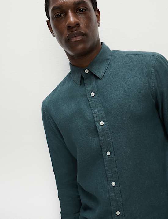 Hemd aus reinem Leinen mit Stückfärbung