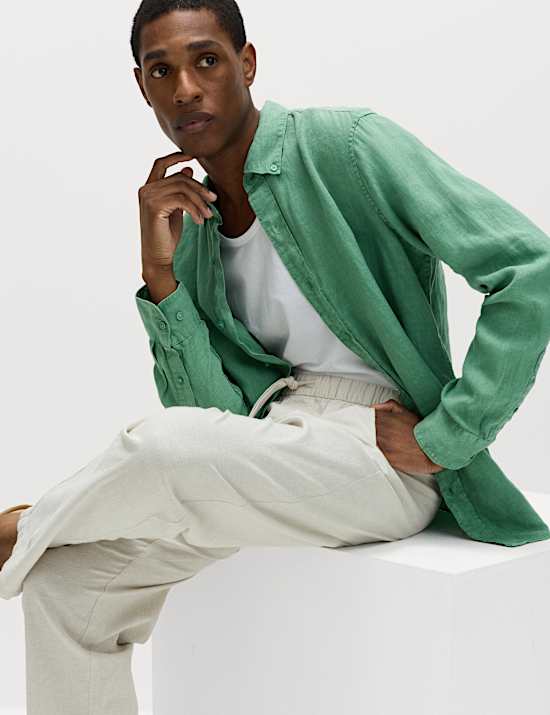 חולצה מפשתן טהור בצביעת גרמנט