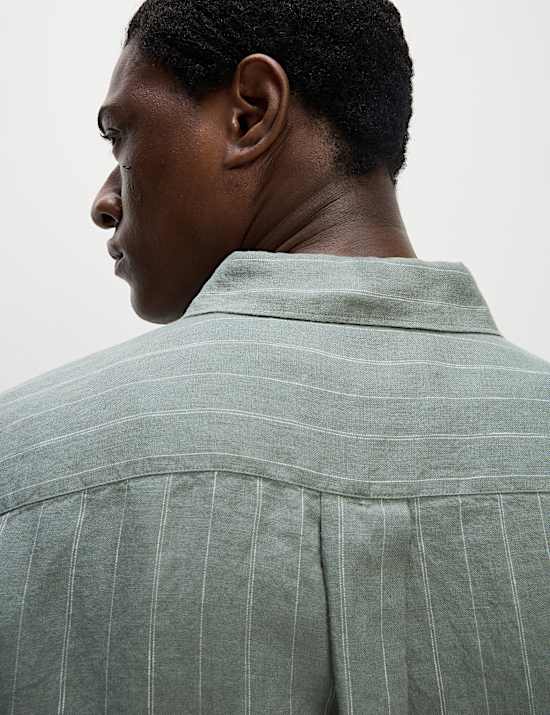 Regular Fit Pure Linen Striped Shirt