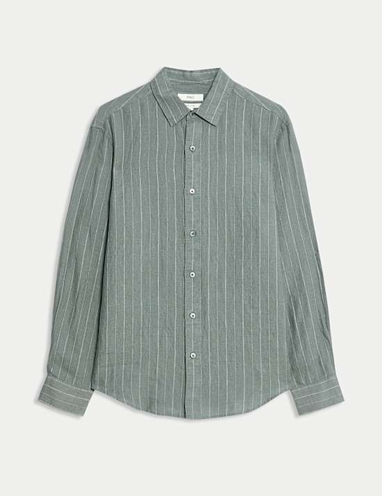 Regular Fit Pure Linen Striped Shirt