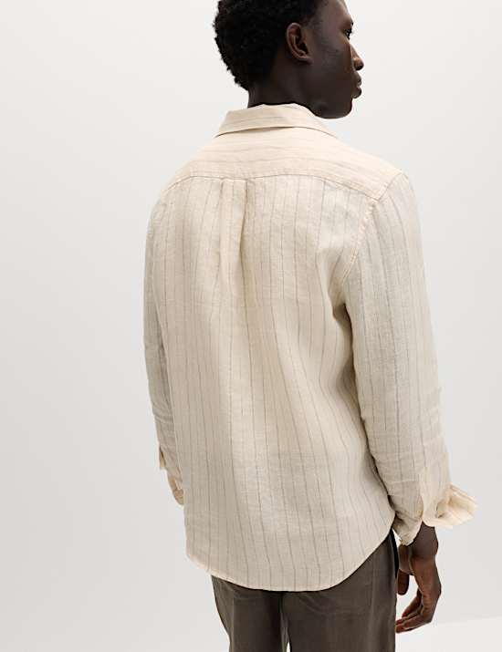Regular Fit Pure Linen Striped Shirt