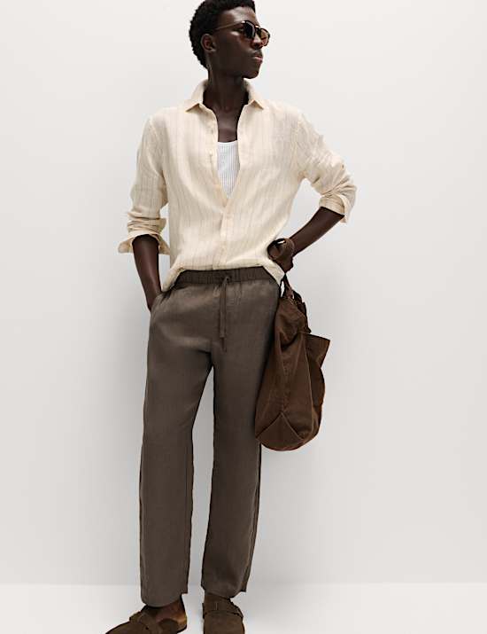 Regular Fit Pure Linen Striped Shirt