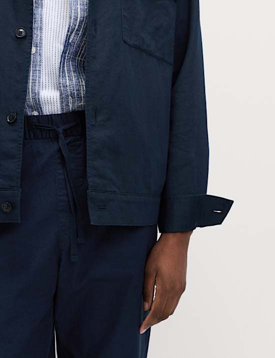 Cotton Linen Blend Overshirt