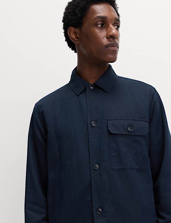 Cotton Linen Blend Overshirt