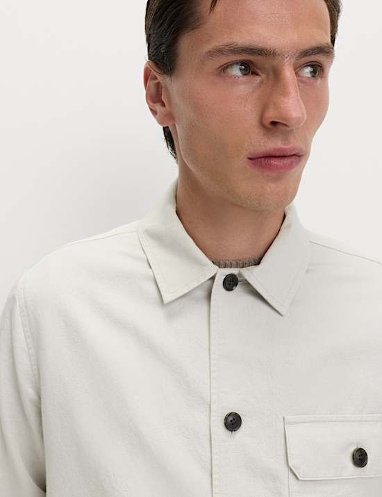 Cotton Linen Blend Overshirt