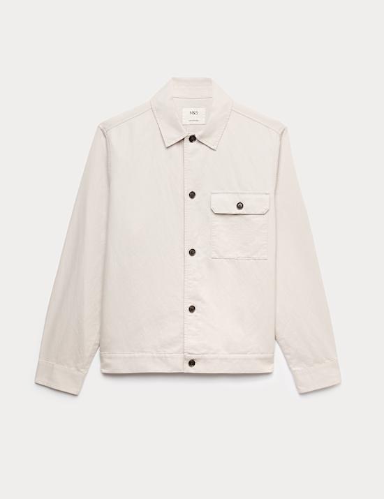 Cotton Linen Blend Overshirt