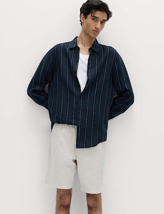 Regular Fit Pure Linen Striped Shirt