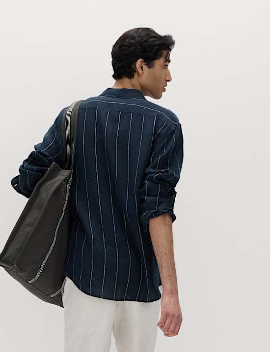 Regular Fit Pure Linen Striped Shirt